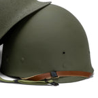 Casque Complet US M1 fabrication McCord 544C et liner International Moulded Plastics IMP gros plan de l'avant du liner.