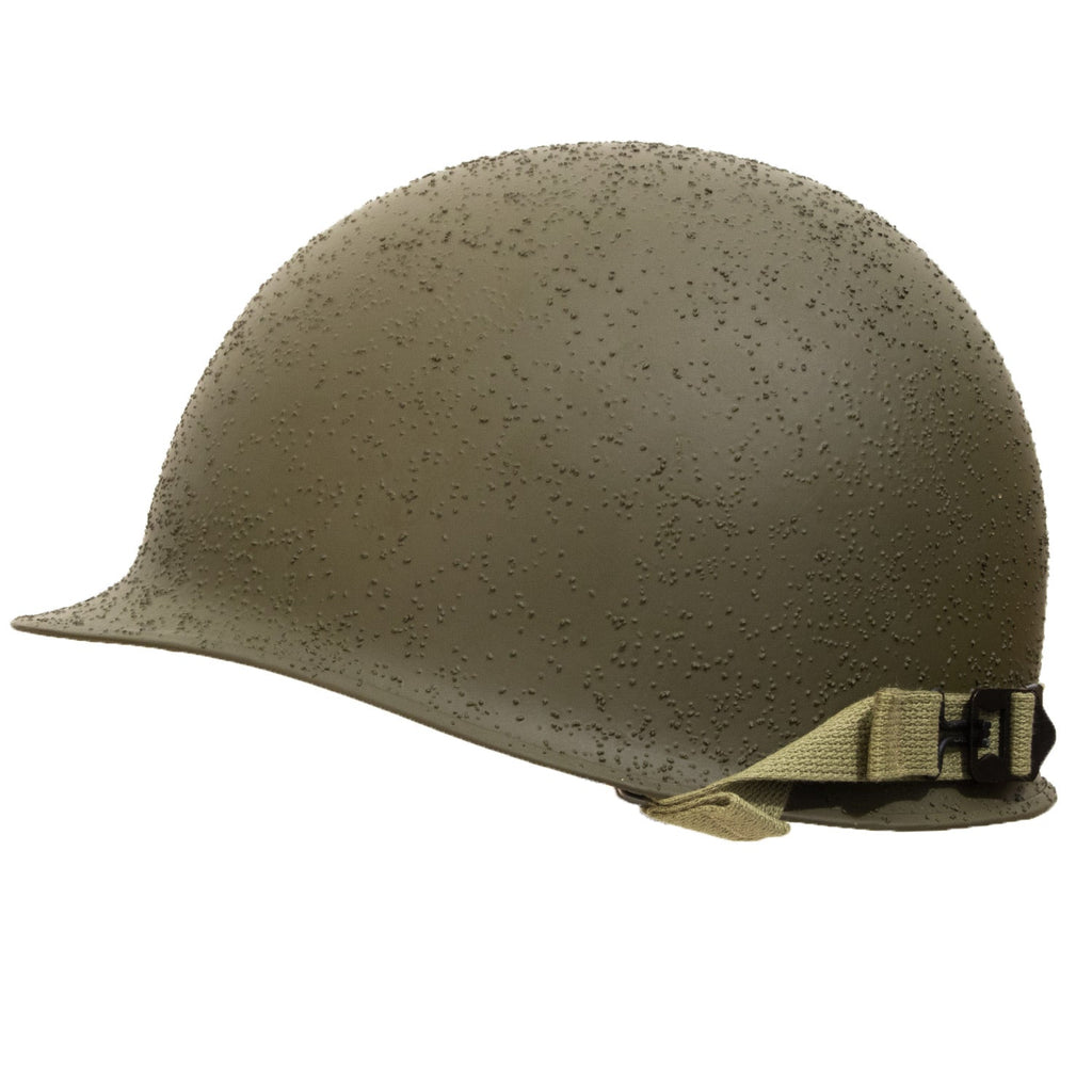 Coque de casque type US M1 en reproduction à pattes fixes vue de côté gauche