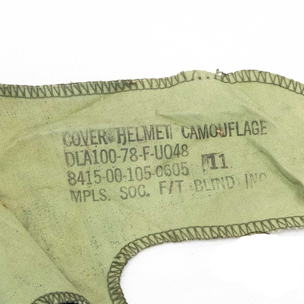 Couvre-casque ERDL 1978 Original gros plan du marquage