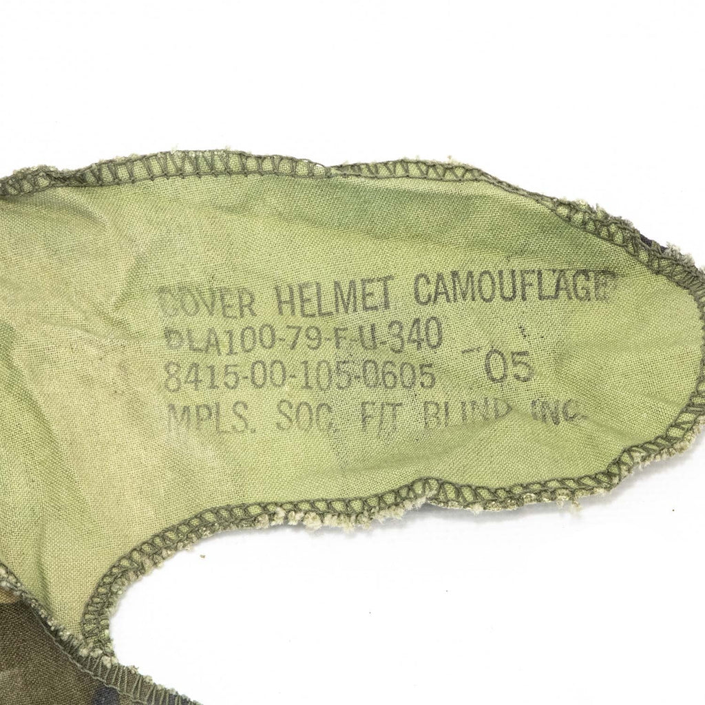 Couvre-casque ERDL 1979 Original gros plan du marquage