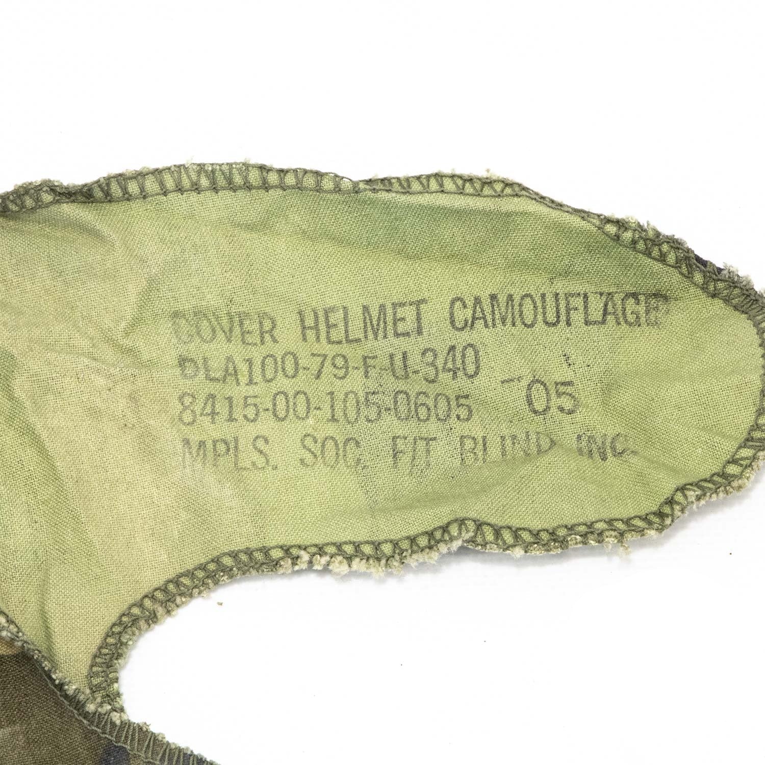 Couvre-casque ERDL 1979 Original gros plan du marquage