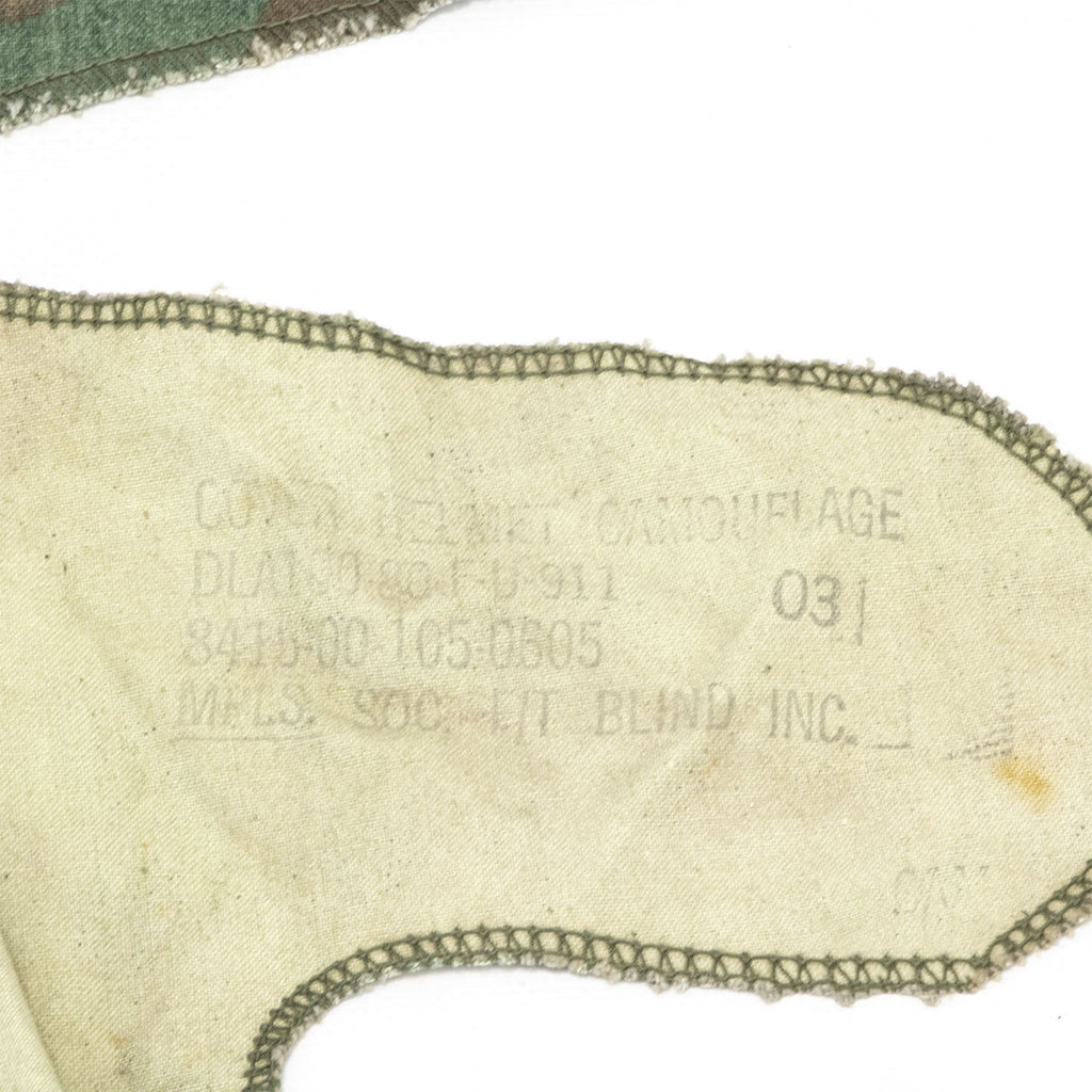 Couvre-casque ERDL 1980 Original gros plan du marquage