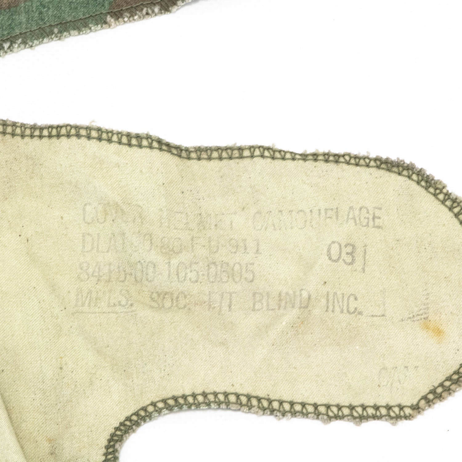 Couvre-casque ERDL 1980 Original gros plan du marquage