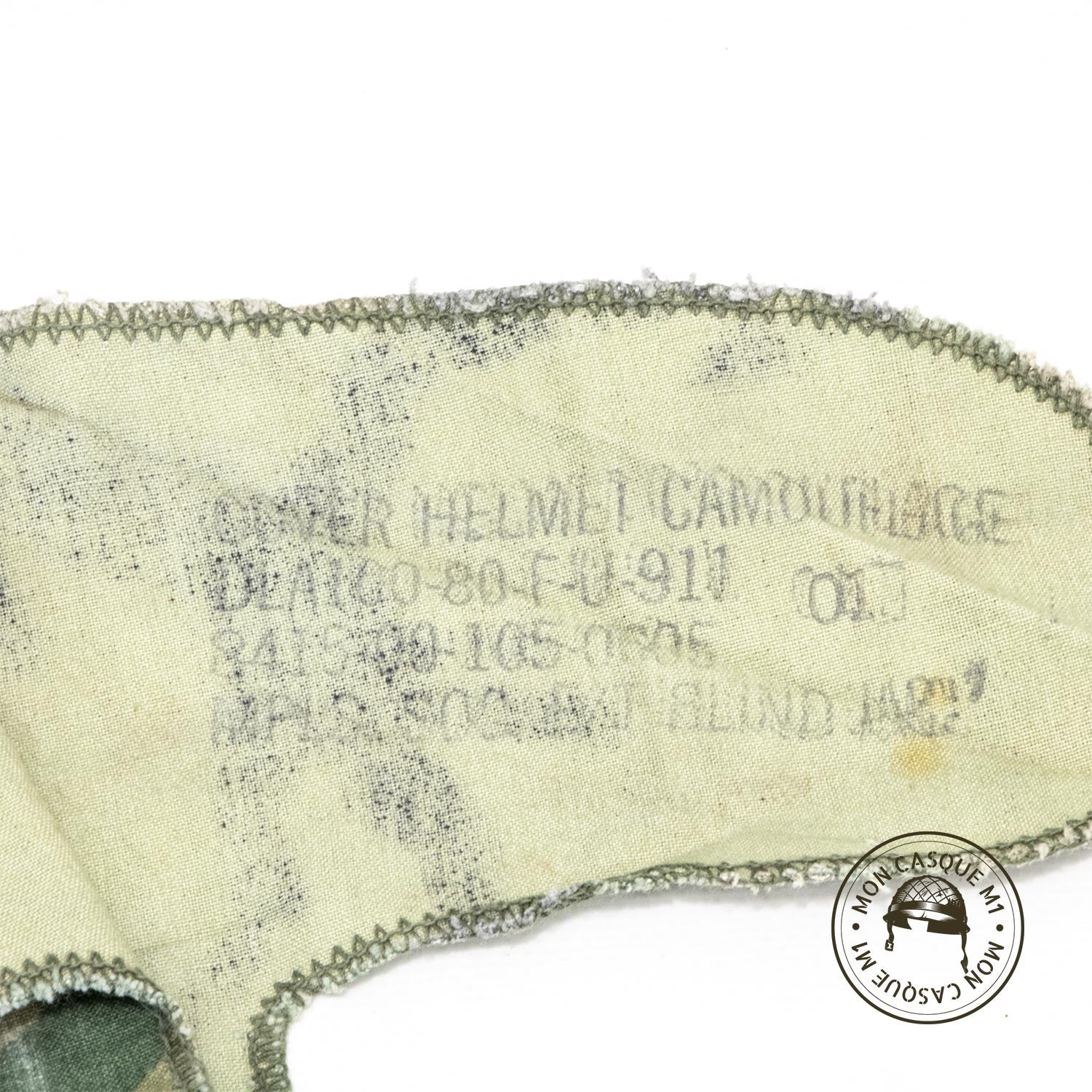 Couvre-casque ERDL 1980 Original gros plan du marquage