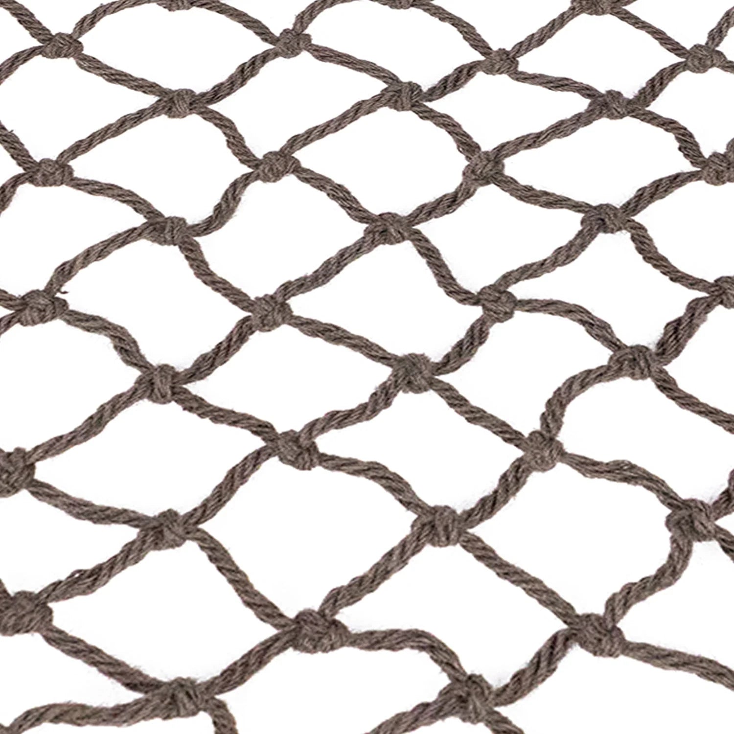Filet Moyennes Mailles marron vue en gros plan des mailles en coton.