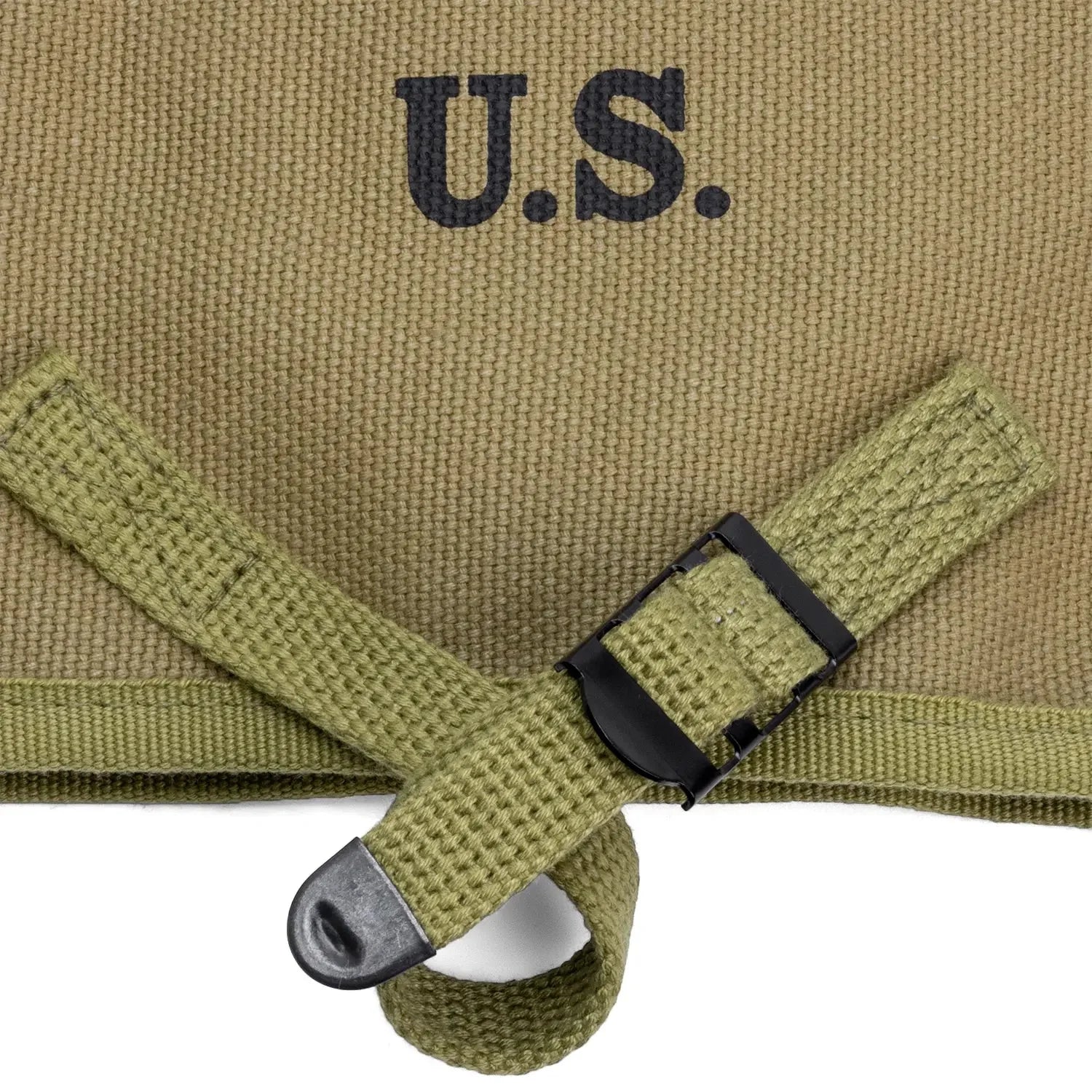 Housse de pelle M-1910 US WW2 militaria  vue du marquage.