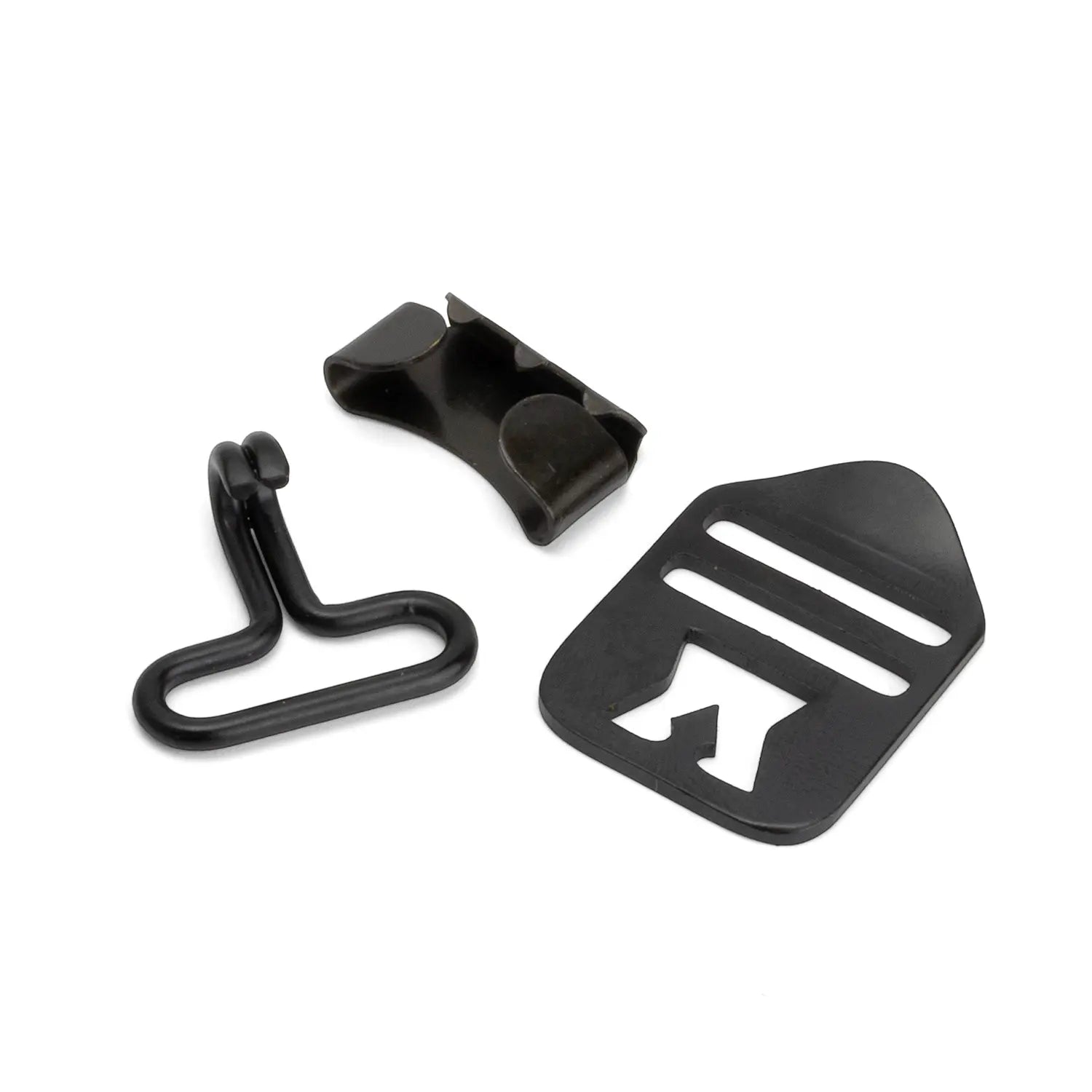 Kit de bouclerie jugulaire M1 "Late War" : Boucle Type 2 plate, crochet, et embout d'extrémité pour restauration tardive 1944-45.