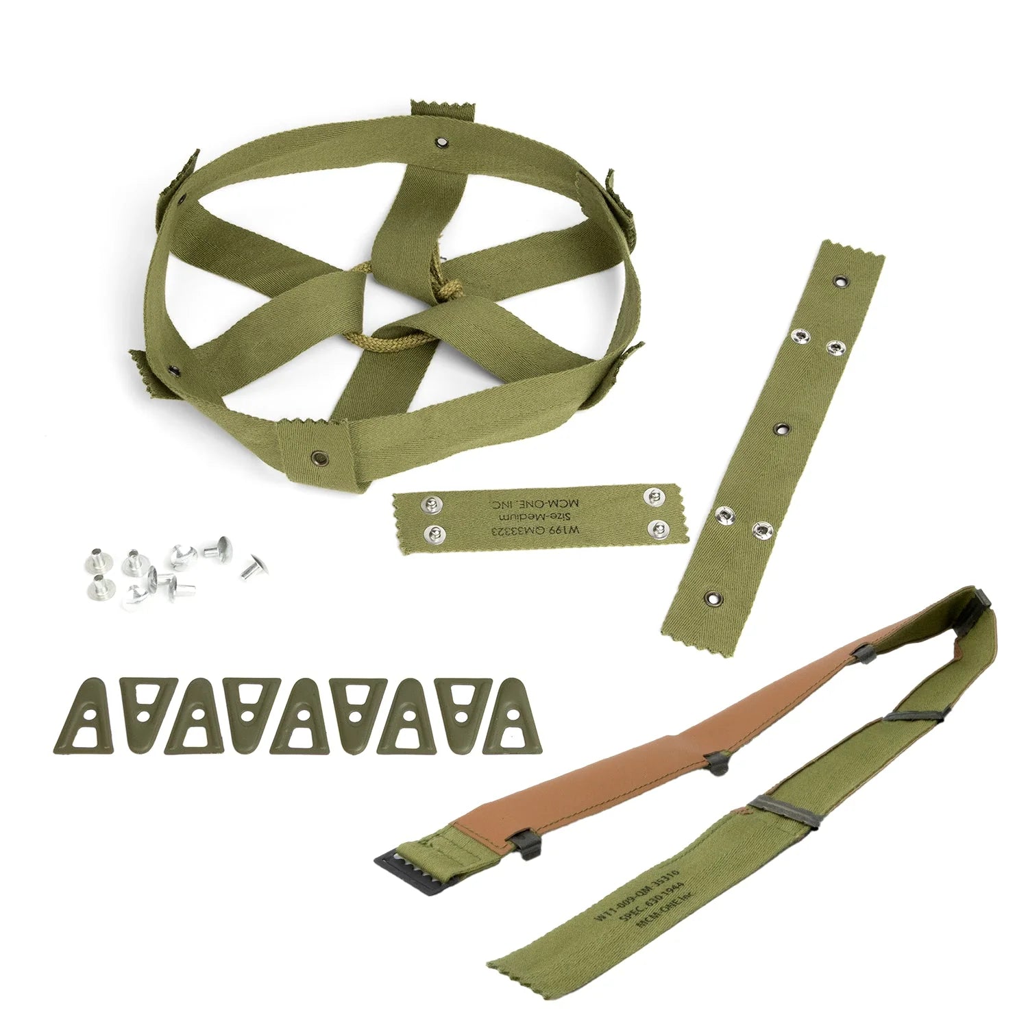 Kit de remontage complet pour sous casque et liner US M1 contre rivets verts