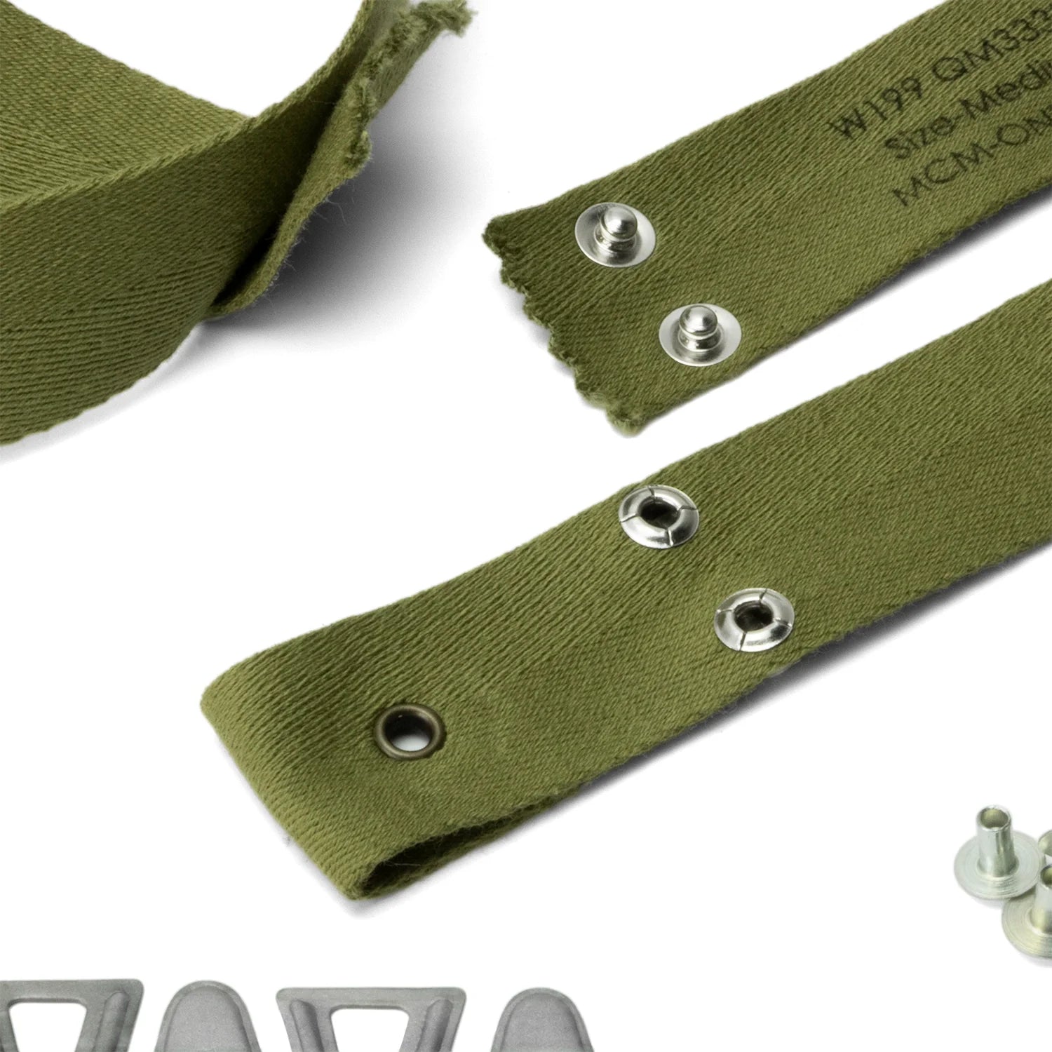 Kit de suspension interne de liner US M1 transitionnel de 1942 gros plan du support de neckband à bords repliés