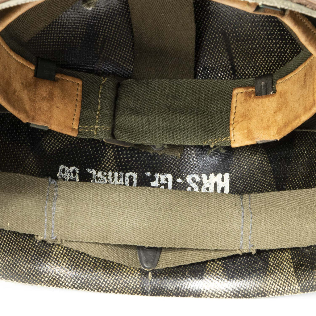 Liner fibre infanterie d'origine Allemande pour casque US M1 vue intérieure de la nuquière