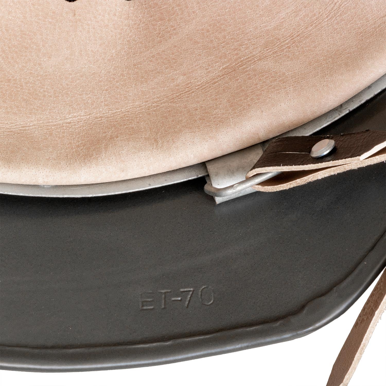 Casque Allemand M35 vue du marquage ET-70 latéral du Stahlhelm M35