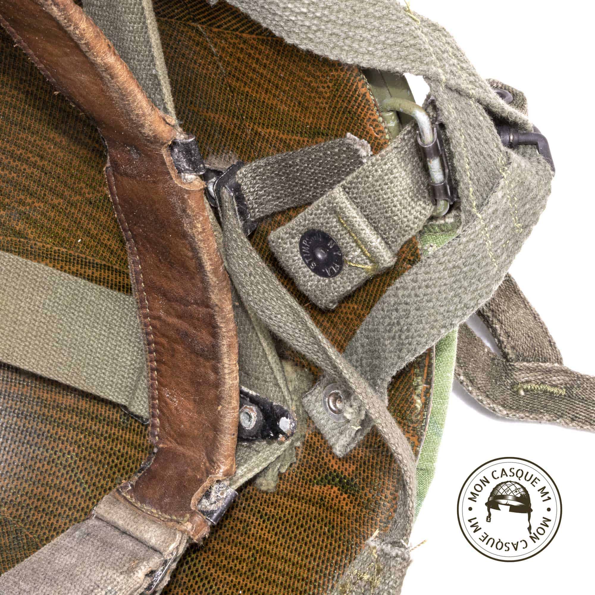 Casque Complet Vietnam Edition Limitée Leatherneck vue en gros plan du bouton pression du sous casque
