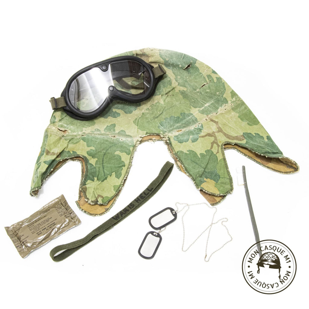 Casque complet US M1 Vietnam troupes motorisée avec ses accessoires