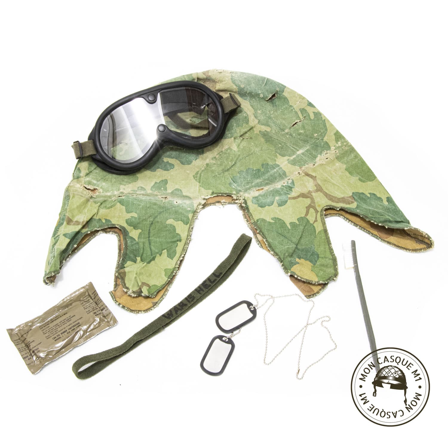 Casque complet US M1 Vietnam troupes motorisée avec ses accessoires