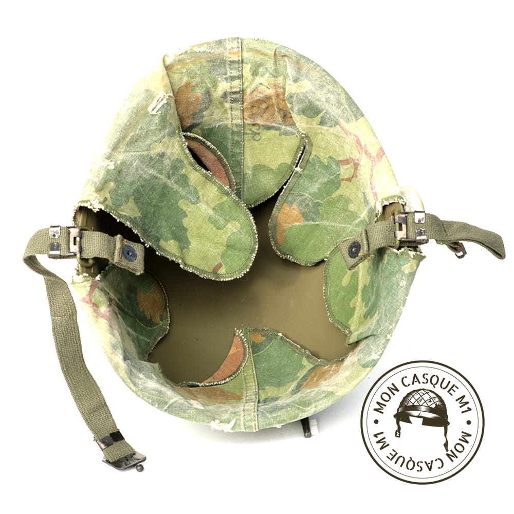 Casque Complet Parachutiste Vietnam vue intérieure de la coque sans liner