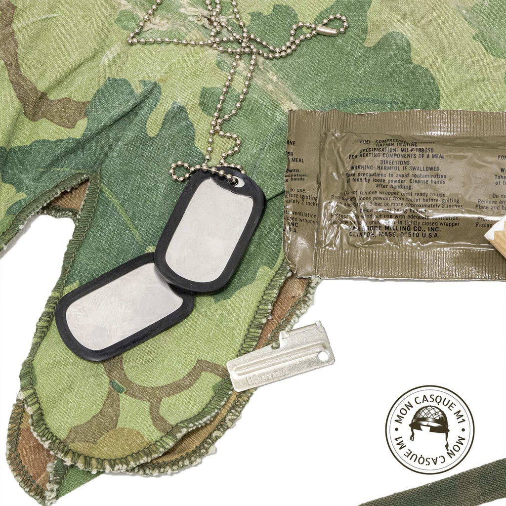 Casque US M1 Vietnam The Pacifist gros plan des accessoires