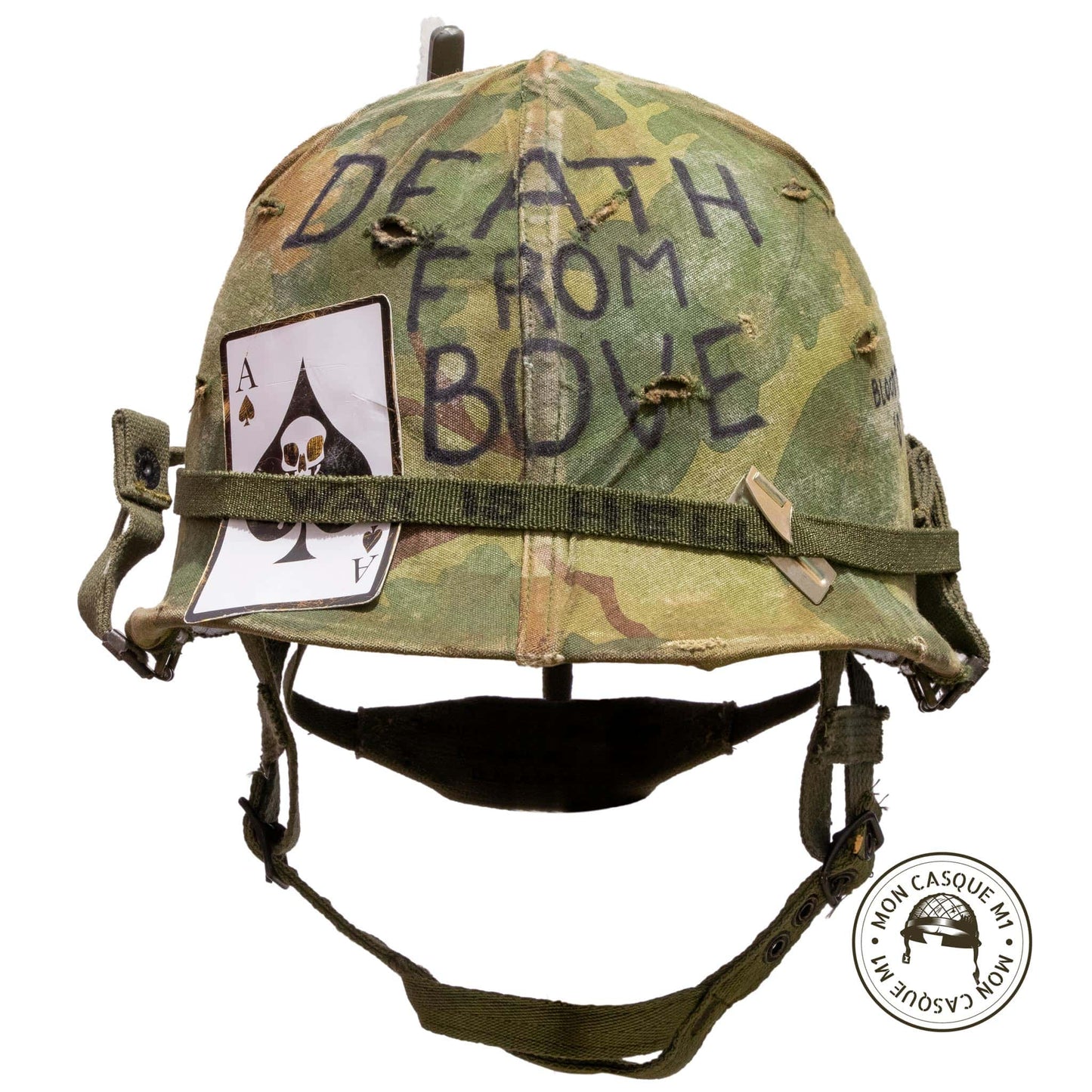 Casque US M1 Vietnam Héliporté avec couvre casque Mitchell vue de face