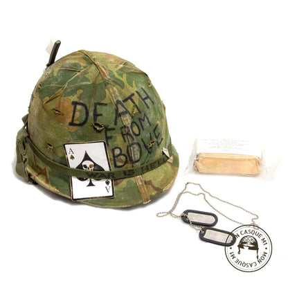 Casque US M1 Vietnam Héliporté avec couvre casque Mitchell avec accessoires