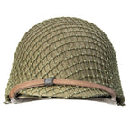 Filet petites mailles original monté sur casque US M1 vue de face